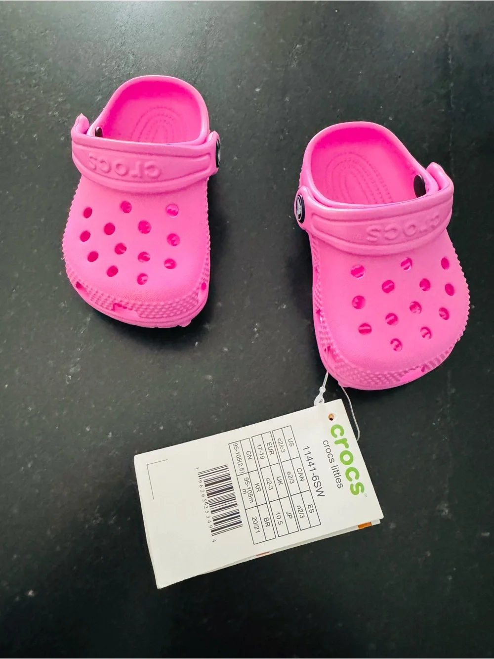 CROCS Kids Hot Pink Classic Clogs with Heel Strap